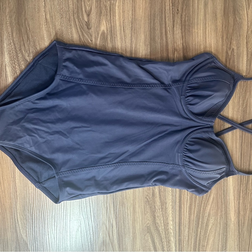 Athleta Navy One Piece Swimsuit 32 B/C Tall Strappy Back Shelf Bra‎